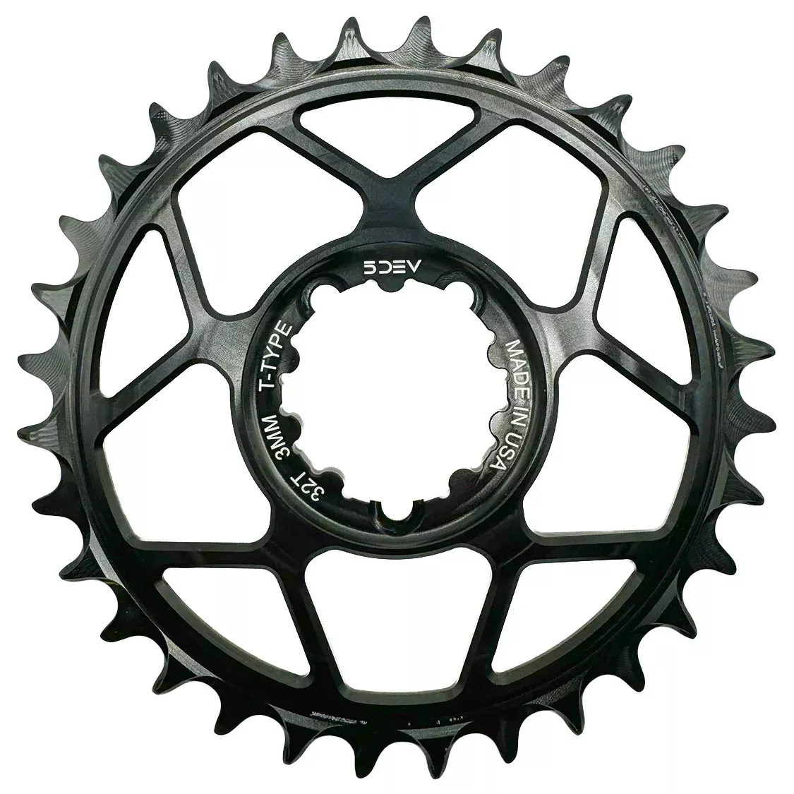 5dev-t-type-direct-mountchainring-32t-3-bolt-3mm-offset-aluminum-black 5DEV T-Type Direct MountChainring - 32t 3-Bolt 3mm Offset Aluminum Black