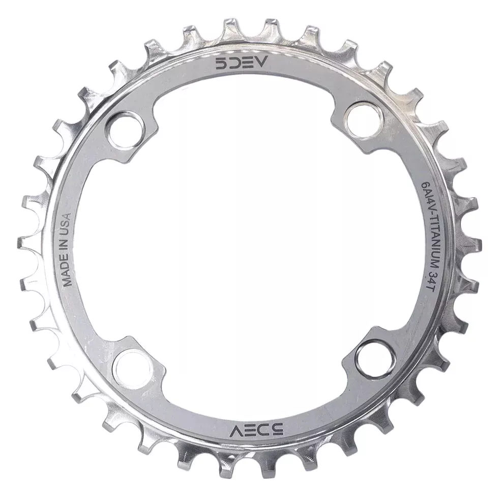 5dev-titanium-104bcd-chainring-32t-4-bolt-raw-ti 5DEV Titanium 104BCD Chainring - 32t 4-Bolt Raw Ti
