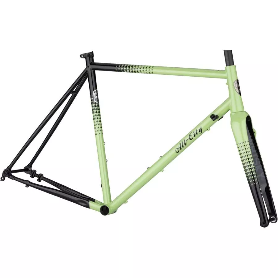 all-city-zig-zag-frameset-700c-steel-honeydew-bling All-City Zig Zag Frameset – 700c, Steel, Honeydew Bling