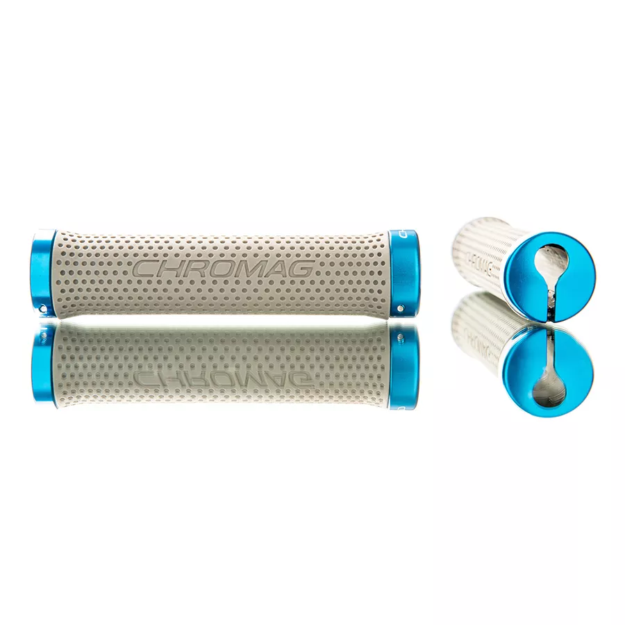 chromag-basis-grips-142mm-gray-blue Chromag Basis Grips 142mm Gray/Blue