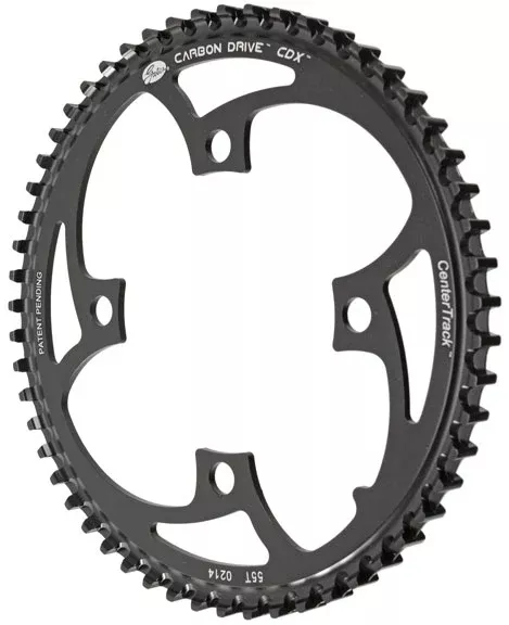 Gates Carbon Drive CDX CenterTrack Front Belt Drive Ring - 55t 4-Bolt 104mm BCD BLK