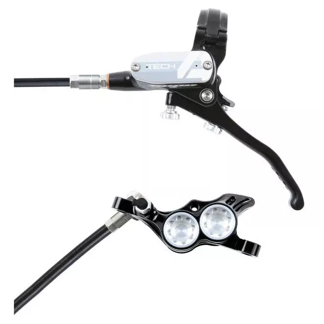 hope-tech-4-e4-disc-brake-lever-set-rear-hydraulic-post-mount-silver Hope Tech 4 E4 Disc Brake and Lever Set - Rear Hydraulic Post Mount Silver