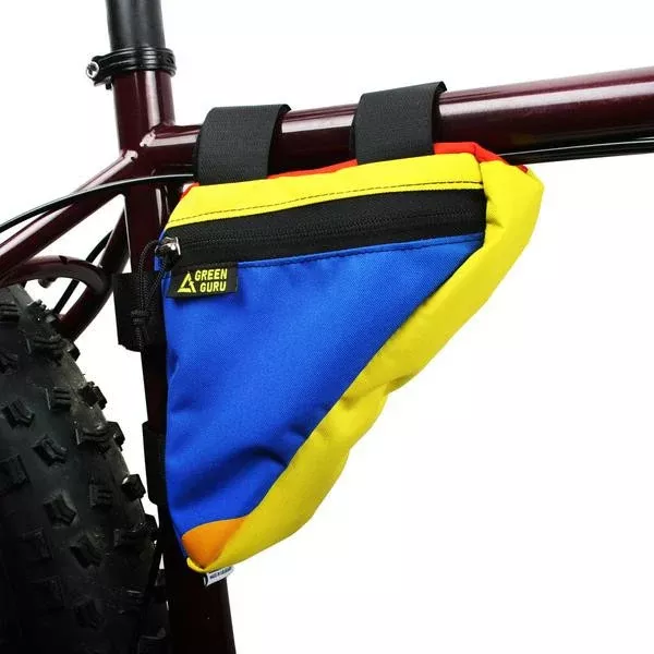 new-upcycled-green-guru-gripster-frame-bag-multi-color NEW UPCYCLED Green Guru Gripster Frame Bag - Multi Color