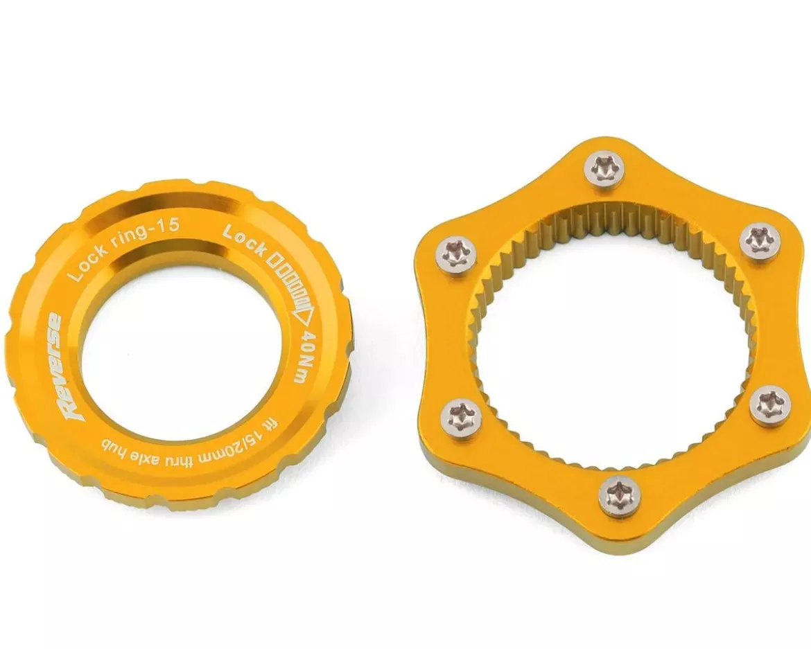 reverse-components-centerlock-to-6-bolt-rotor-adapter-gold Reverse Components Centerlock to 6-Bolt Rotor Adapter (Gold)