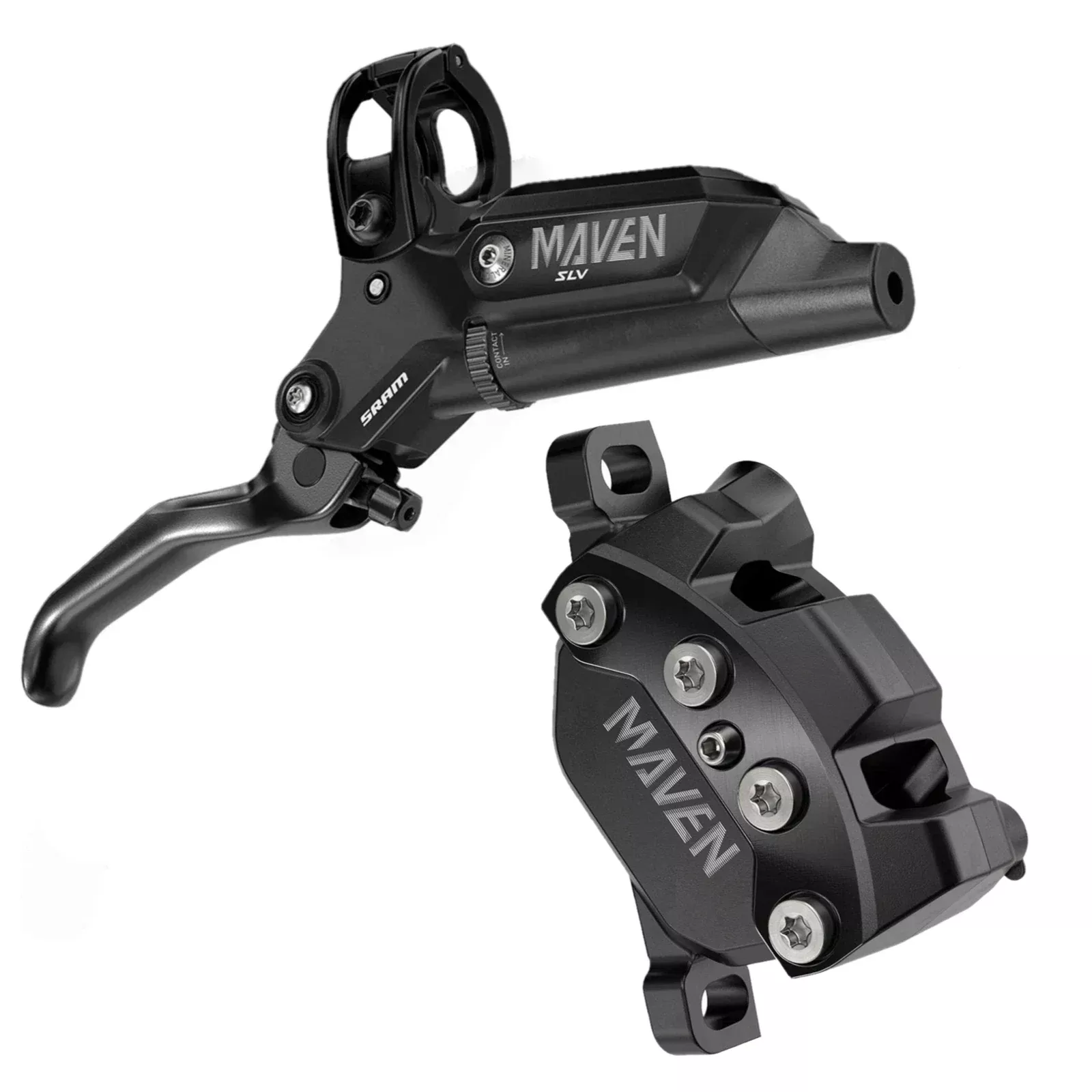sram-maven-silver-stealth-4-piston-hydraulic-disc-brake-mtb-front-right SRAM Maven Silver Stealth 4 Piston Hydraulic Disc Brake - MTB Front Right
