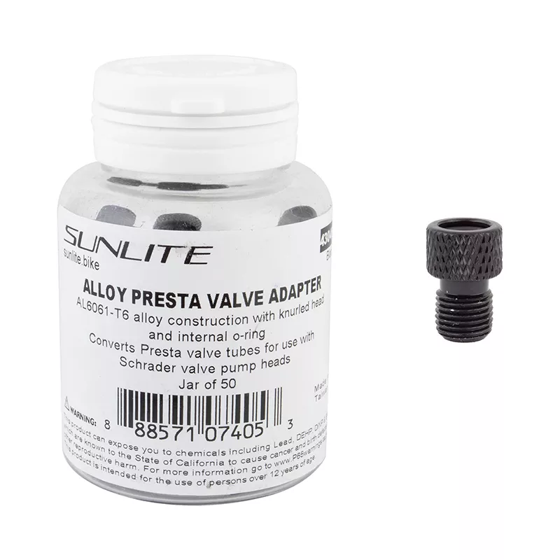 sunlite-alloy-presta-adapters-jar-50-black-yes Sunlite Alloy Presta Adapters Jar of 50 Black Yes