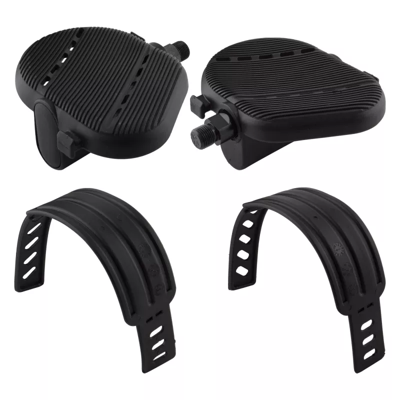 sunlite-flat-form-exerciser-pedals-9-16-loose-ball-black-toe-straps Sunlite Flat Form Exerciser Pedals 9/16` Loose Ball Black Toe Straps
