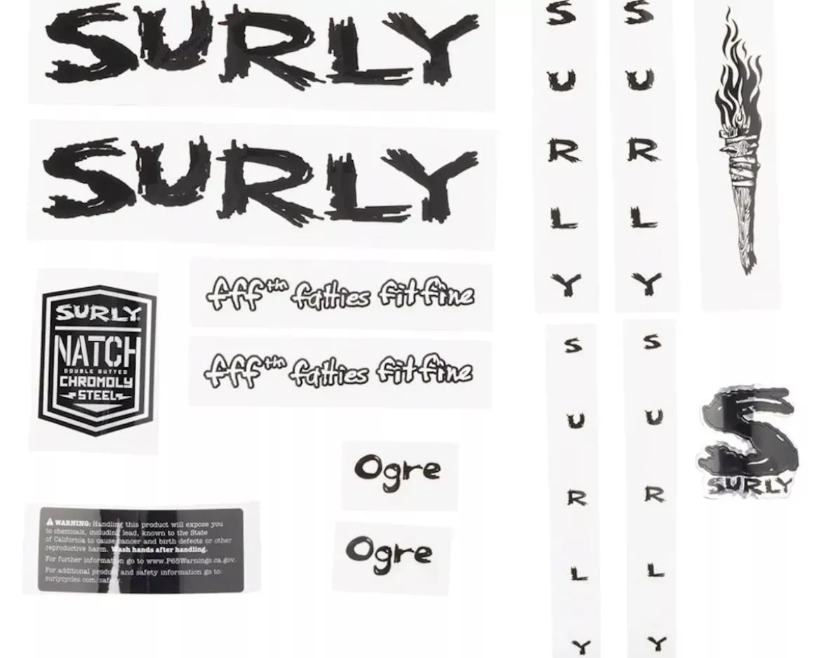 Surly Ogre Frame Decal Set (Black w/ Torch)